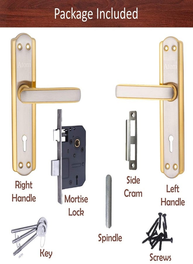 Atom Heavy Duty Mortise Door Lock for Bedroom, Living Room, Main Door, Silver Gold Finish | 3 Keys | 6 Lever Double Stage Lockset for House Hotel Office(606KY) - Image 2